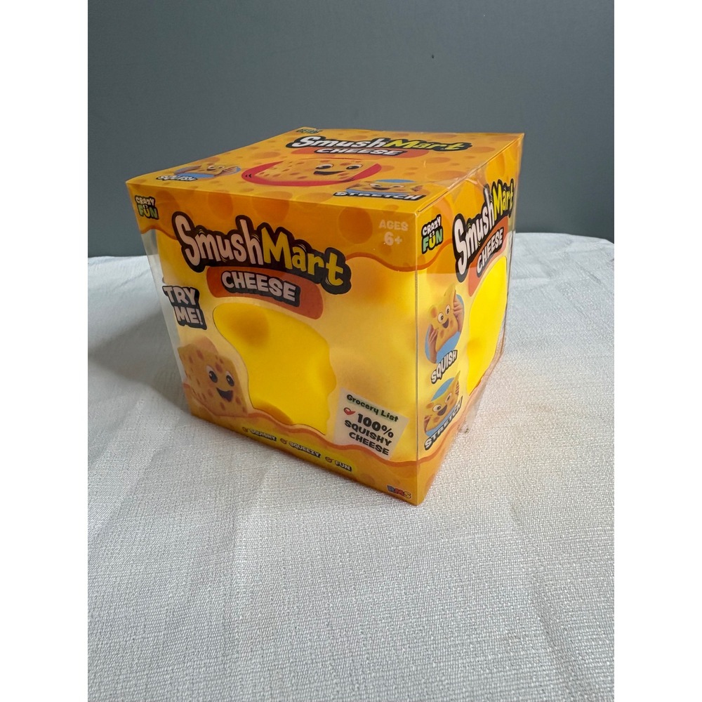 RMS SmushMart Squishy Cheese Yellow Sensory Fidget Toy Crazy Fun Squish Stretch